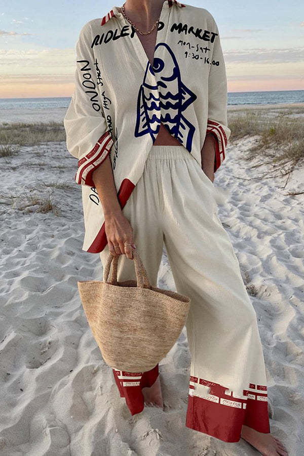 Rounelle  | Komplettes Bettwäsche-Set mit Fischdruck