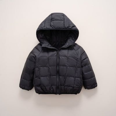 Damen warme Daunenjacke mit Kapuze und quer gestepptem Design Heidi-Mode