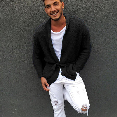 Herren Strickjacke mit modischem Gürtel und lässigem Schnitt Heidi-Mode