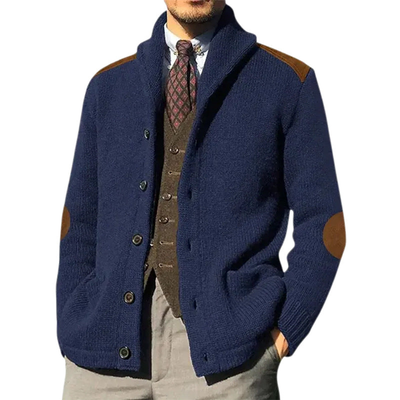 Herren Strickjacke mit klassischem Schalkragen und eleganten details Heidi-Mode