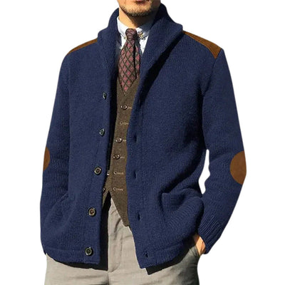 Herren Strickjacke mit klassischem Schalkragen und eleganten details Heidi-Mode