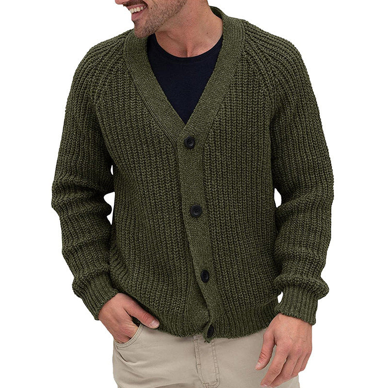 Herren Strickjacke mit grober Maschenstruktur und eleganten Knopfdetails Heidi-Mode