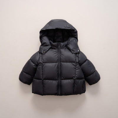 Damen moderne Daunenjacke mit abnehmbarer Kapuze und elastischen Bündchen Heidi-Mode