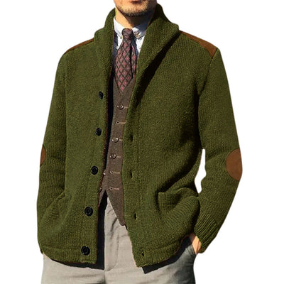Herren Strickjacke mit klassischem Schalkragen und eleganten details Heidi-Mode