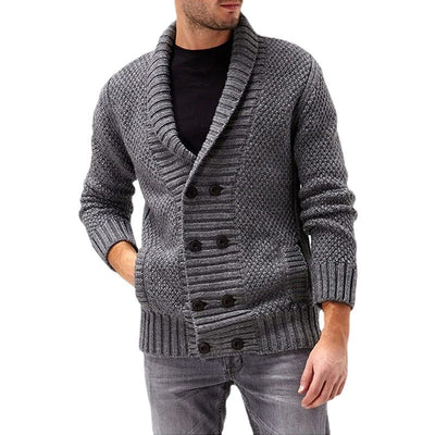 Herren Strickjacke mit doppelter Knopfleiste und strukturiertem Design Heidi-Mode