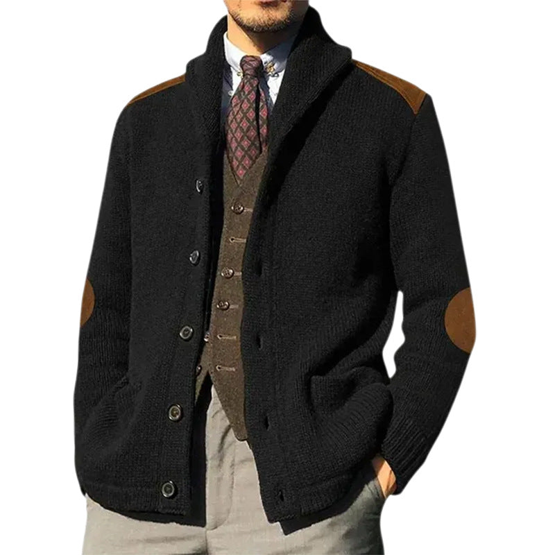 Herren Strickjacke mit klassischem Schalkragen und eleganten details Heidi-Mode