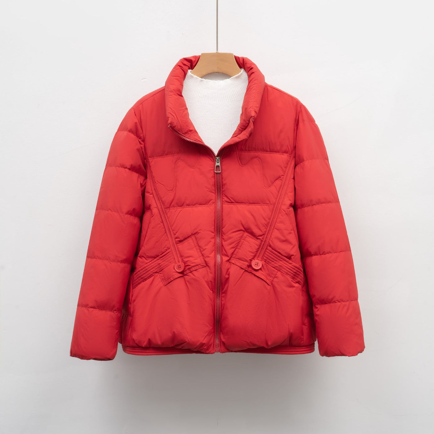 Damen gesteppte Winterjacke mit praktischen Taschen und hohem Kragen Heidi-Mode