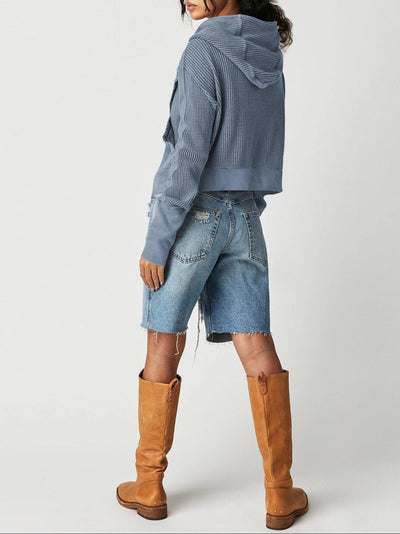 Damen Kapuzenjacke Mit Strukturmuster