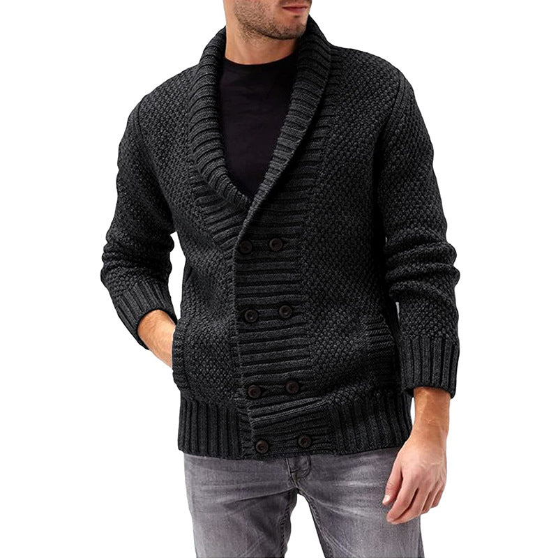 Herren Strickjacke mit doppelter Knopfleiste und strukturiertem Design Heidi-Mode