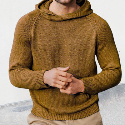 Herren Strickpullover mit Kapuze und feiner Maschenstruktur Heidi-Mode