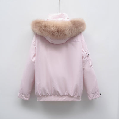 Damen Winterjacke mit großem Kunstfellkragen und funktionalen Taschen Heidi-Mode