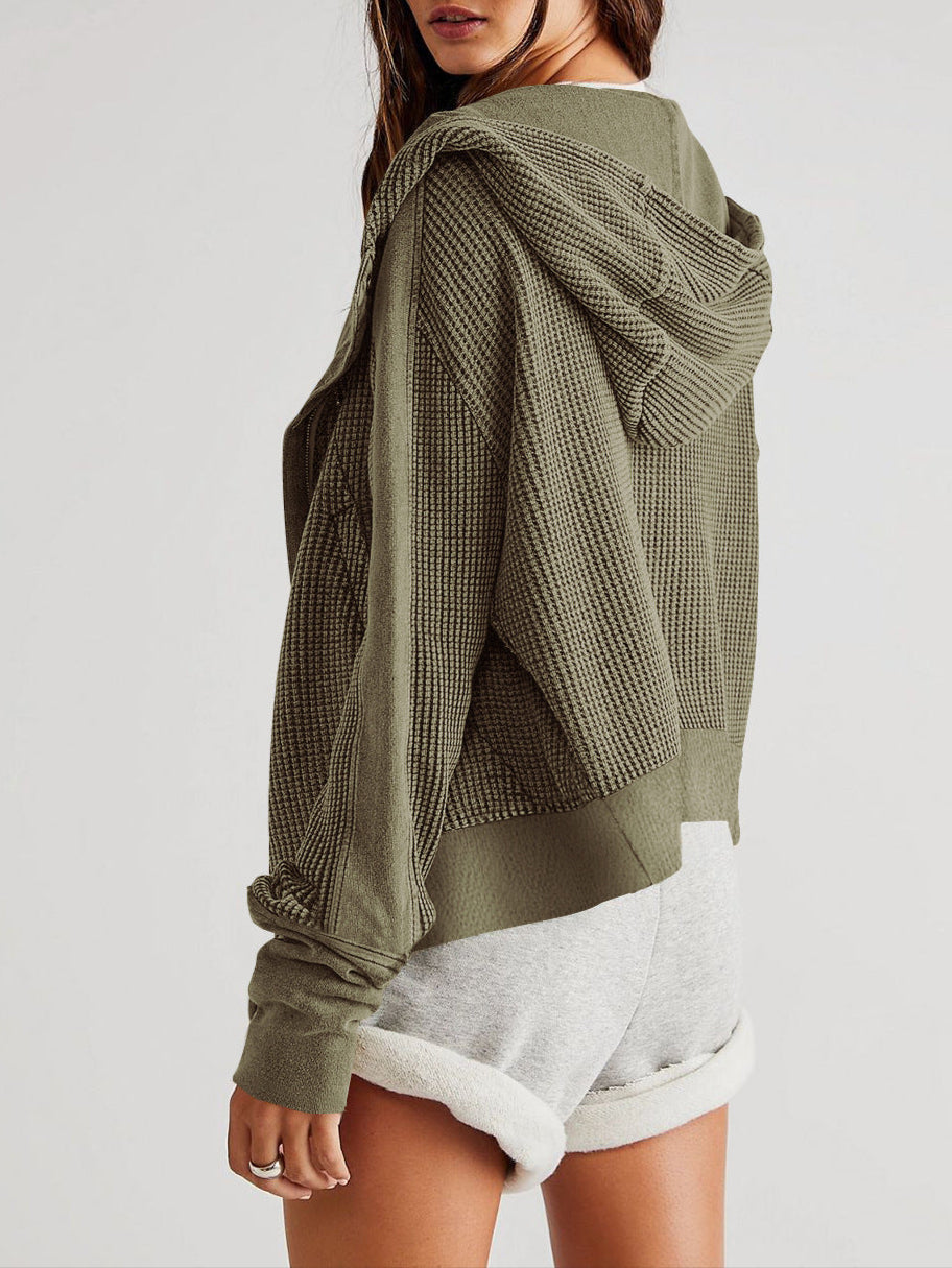 Damen Kapuzenjacke Mit Strukturmuster