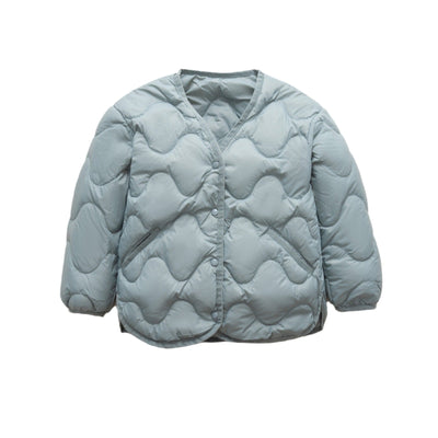 Damen gesteppte Daunenjacke mit modernen Wellenmustern und praktischen Taschen Heidi-Mode