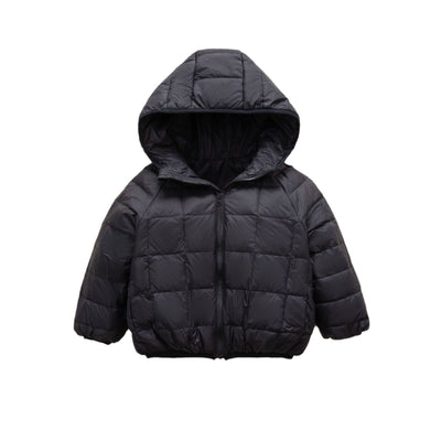 Damen warme Daunenjacke mit Kapuze und quer gestepptem Design Heidi-Mode