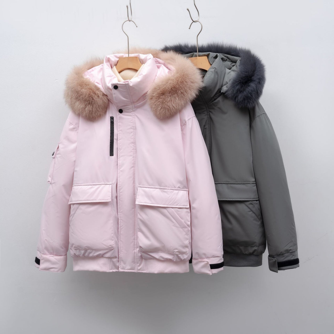 Damen Winterjacke mit großem Kunstfellkragen und funktionalen Taschen Heidi-Mode