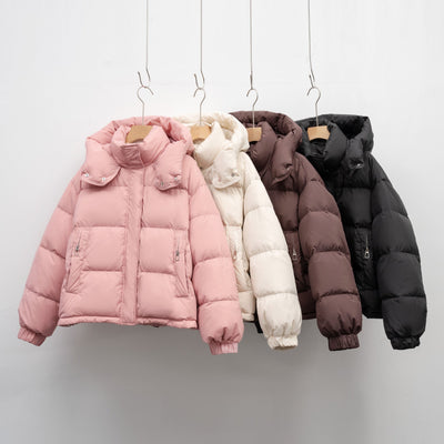 Damen Pufferjacke mit abnehmbarer Kapuze und voluminösem Schnitt Heidi-Mode