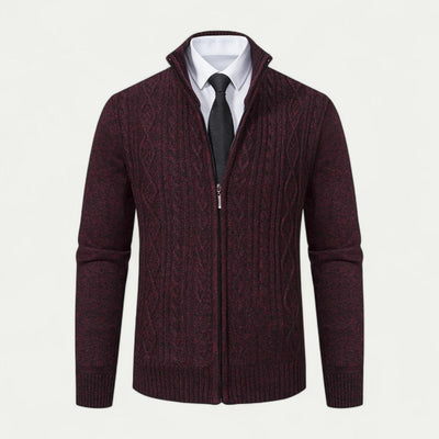 Connor | Herren Strickjacke mit Zipper, Stehkragen & Kabelstrick-Design