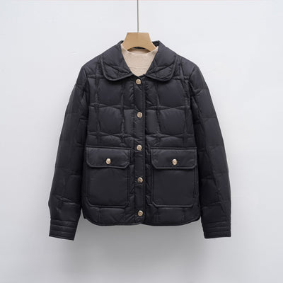 Damen modische gesteppte Jacke mit Taschen und Knopfverschluss Heidi-Mode