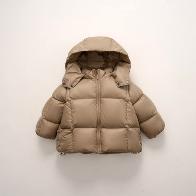 Damen moderne Daunenjacke mit abnehmbarer Kapuze und elastischen Bündchen Heidi-Mode