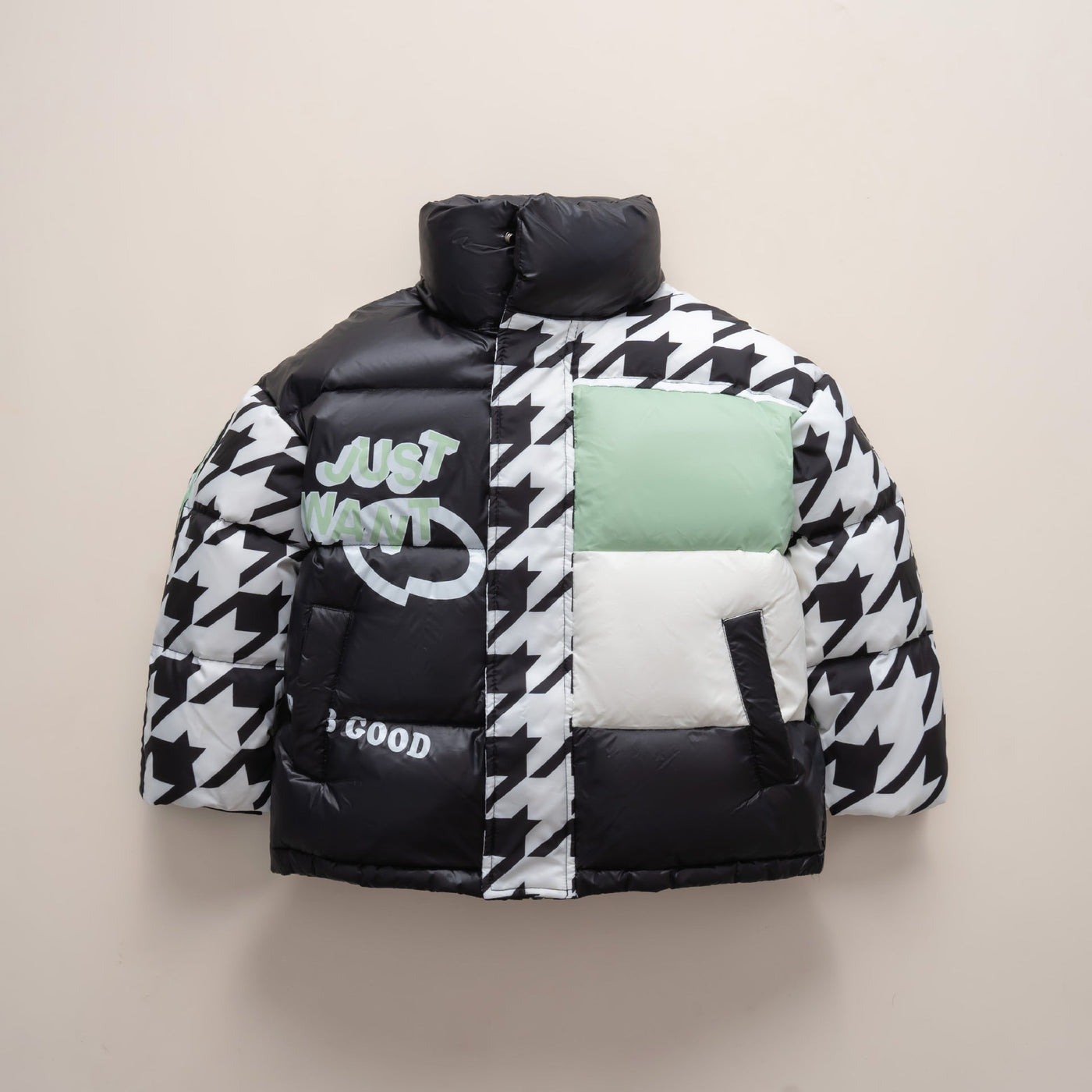 Damen Übergroße Steppjacke mit trendigem Patchwork-Design Heidi-Mode