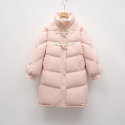 Damen modischer Langmantel mit eingearbeiteten Knöpfen und voluminösem Schnitt Heidi-Mode