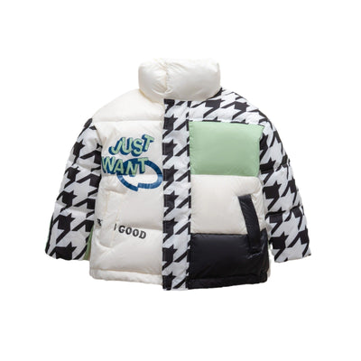 Damen Übergroße Steppjacke mit trendigem Patchwork-Design Heidi-Mode