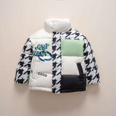 Damen Übergroße Steppjacke mit trendigem Patchwork-Design Heidi-Mode