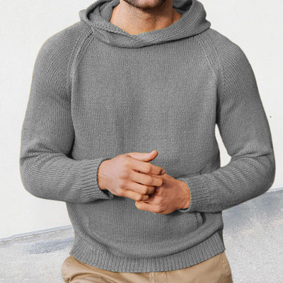 Herren Strickpullover mit Kapuze und feiner Maschenstruktur Heidi-Mode