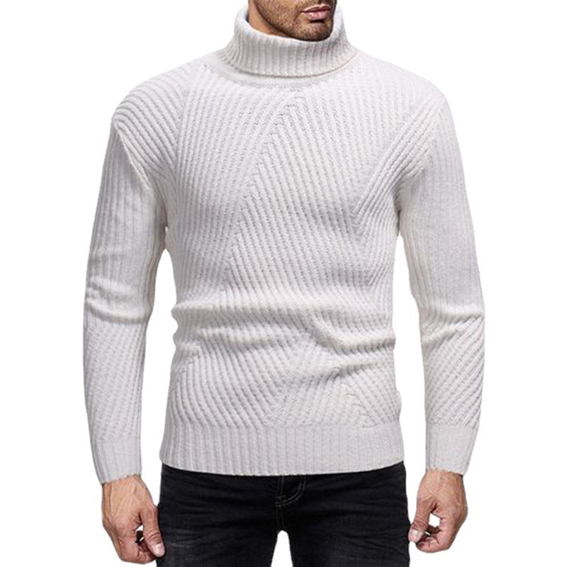 Herren Strickpullover mit modernem Rollkragen und strukturierter Optik Heidi-Mode