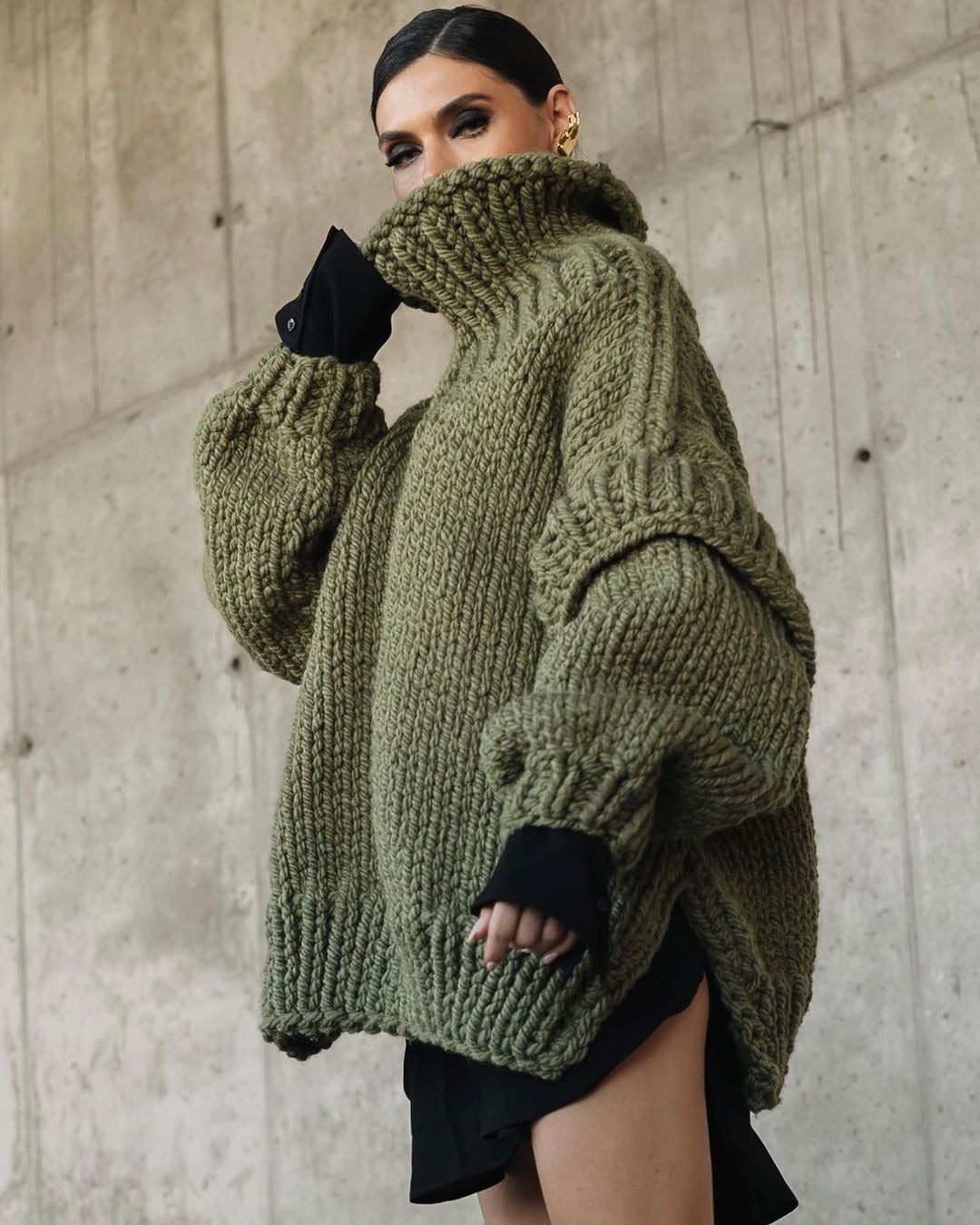 Marika | Damen Rollkragen Pullover in Grobstrick mit Klassischem Oversized Look
