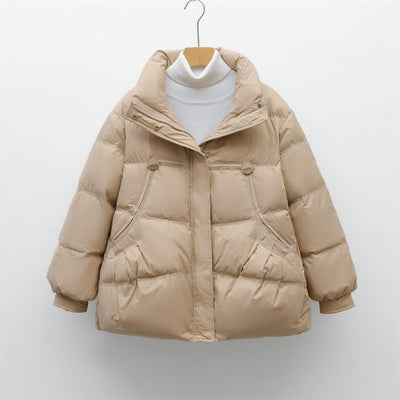 Damen voluminöse Winterjacke mit praktischen Taschen und hochschließendem Kragen Heidi-Mode