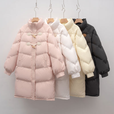 Damen modischer Langmantel mit eingearbeiteten Knöpfen und voluminösem Schnitt Heidi-Mode