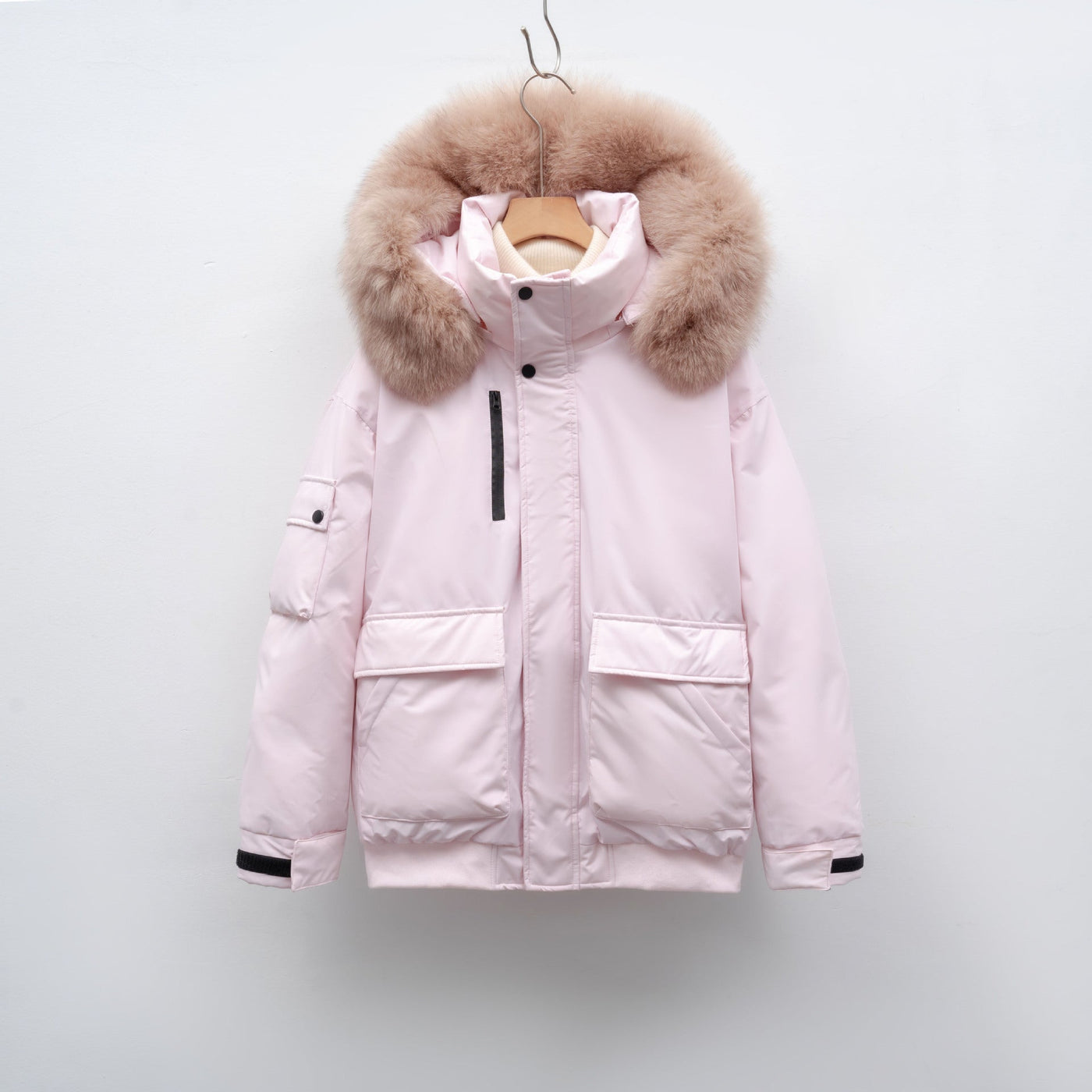 Damen Winterjacke mit großem Kunstfellkragen und funktionalen Taschen Heidi-Mode