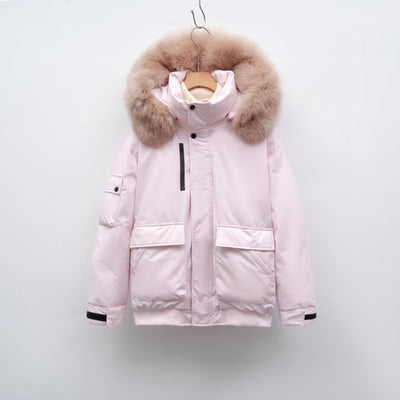 Damen Winterjacke mit großem Kunstfellkragen und funktionalen Taschen Heidi-Mode