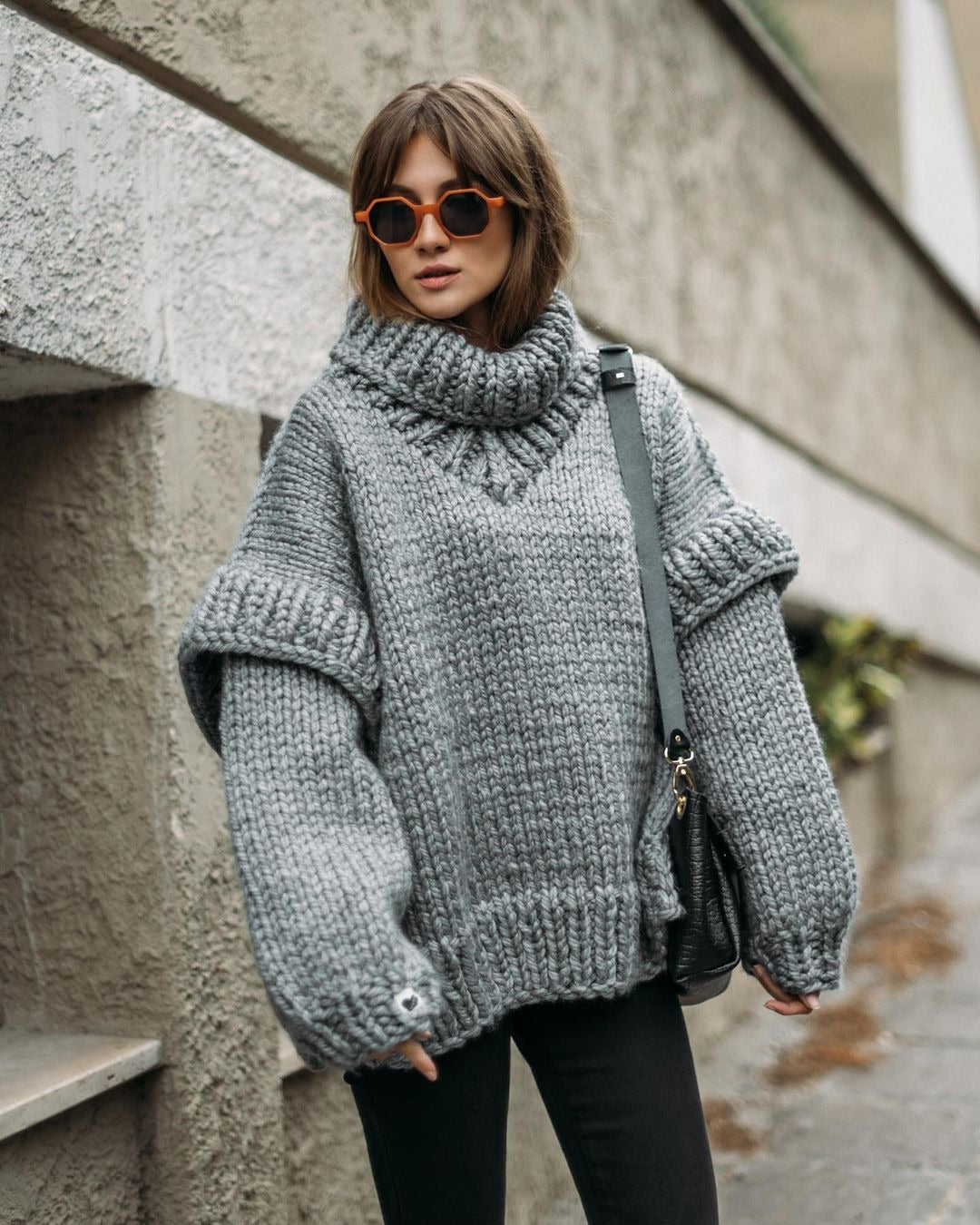 Marika | Damen Rollkragen Pullover in Grobstrick mit Klassischem Oversized Look