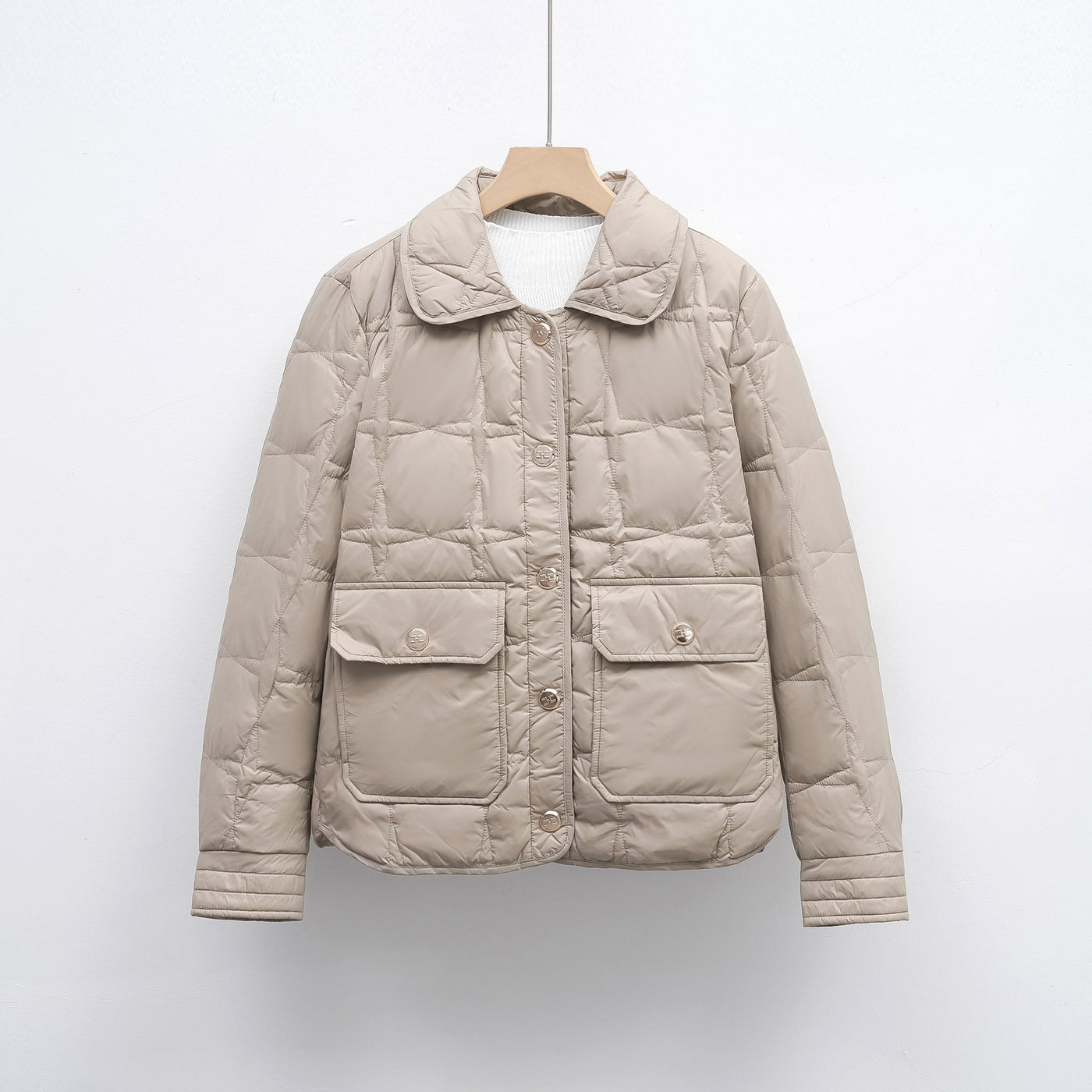 Damen modische gesteppte Jacke mit Taschen und Knopfverschluss Heidi-Mode