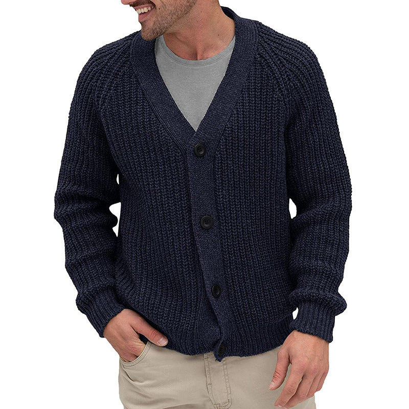 Herren Strickjacke mit grober Maschenstruktur und eleganten Knopfdetails Heidi-Mode