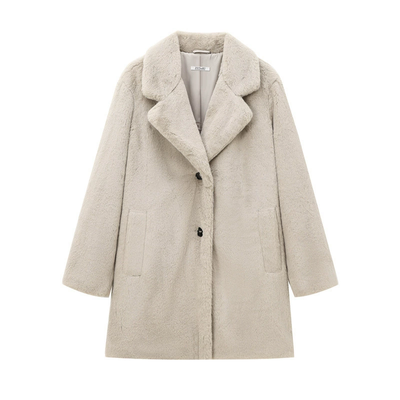 Wendelina | Damen Teddy-Mantel Lang | Warm, Oversized & Reverskragen