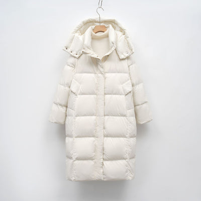 Damen Lange Daunenjacke mit verstellbarer Kapuze und luxuriösem Innenfutter Heidi-Mode