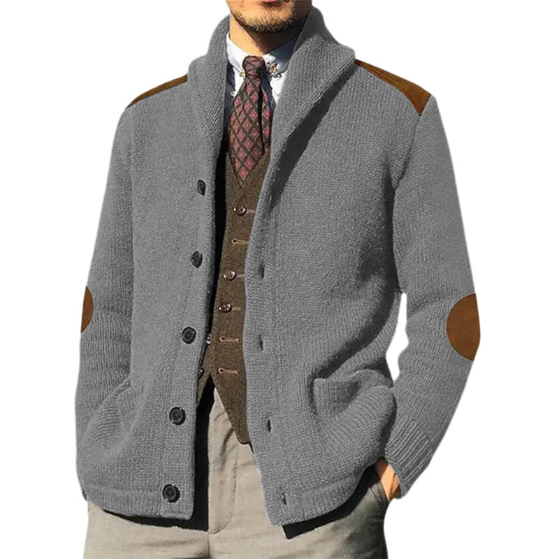 Herren Strickjacke mit klassischem Schalkragen und eleganten details Heidi-Mode