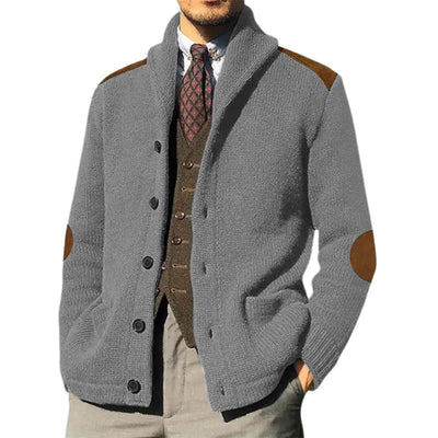 Herren Strickjacke mit klassischem Schalkragen und eleganten details Heidi-Mode