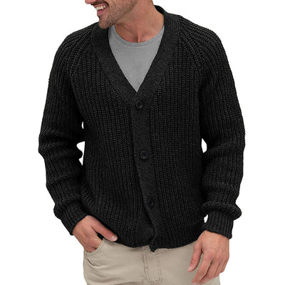 Herren Strickjacke mit grober Maschenstruktur und eleganten Knopfdetails Heidi-Mode