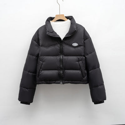 Damen modische kurz geschnittene Steppjacke mit hohem Kragen und praktischem Reißverschluss Heidi-Mode