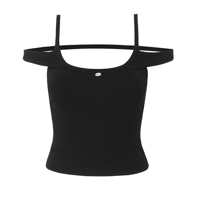 Schulterfreies Damen Top mit feiner Rippenstruktur