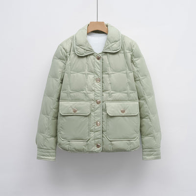 Damen modische gesteppte Jacke mit Taschen und Knopfverschluss Heidi-Mode