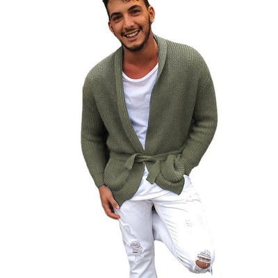 Herren Strickjacke mit modischem Gürtel und lässigem Schnitt Heidi-Mode