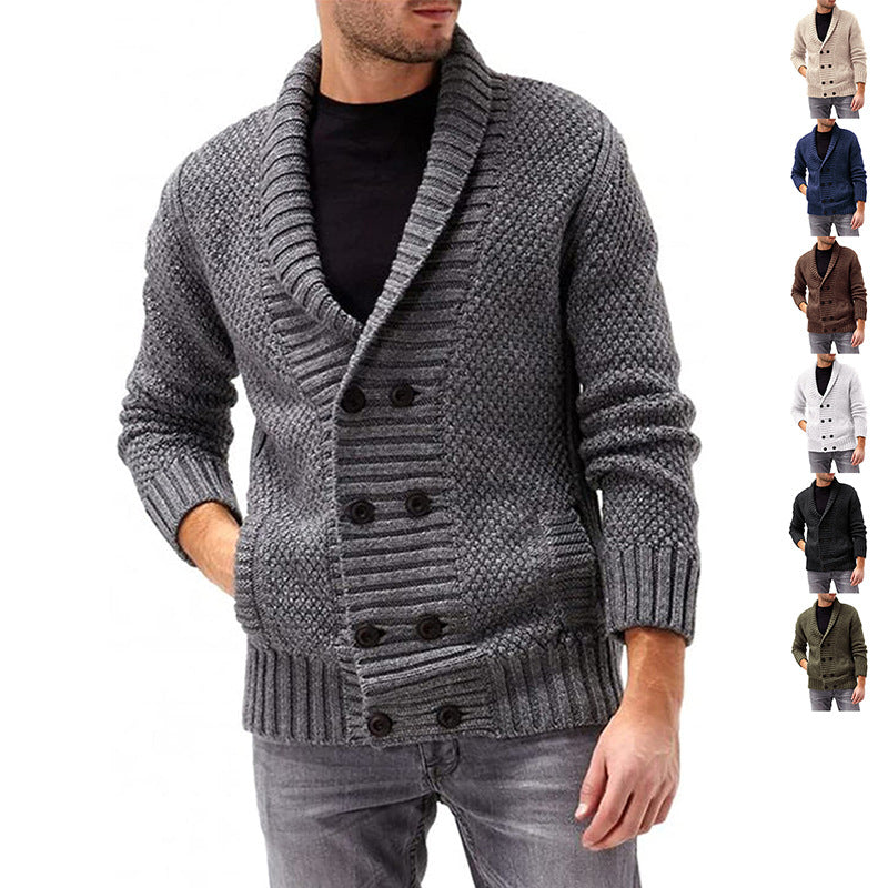 Herren Strickjacke mit doppelter Knopfleiste und strukturiertem Design Heidi-Mode