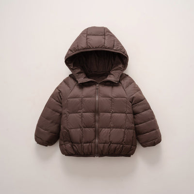 Damen warme Daunenjacke mit Kapuze und quer gestepptem Design Heidi-Mode