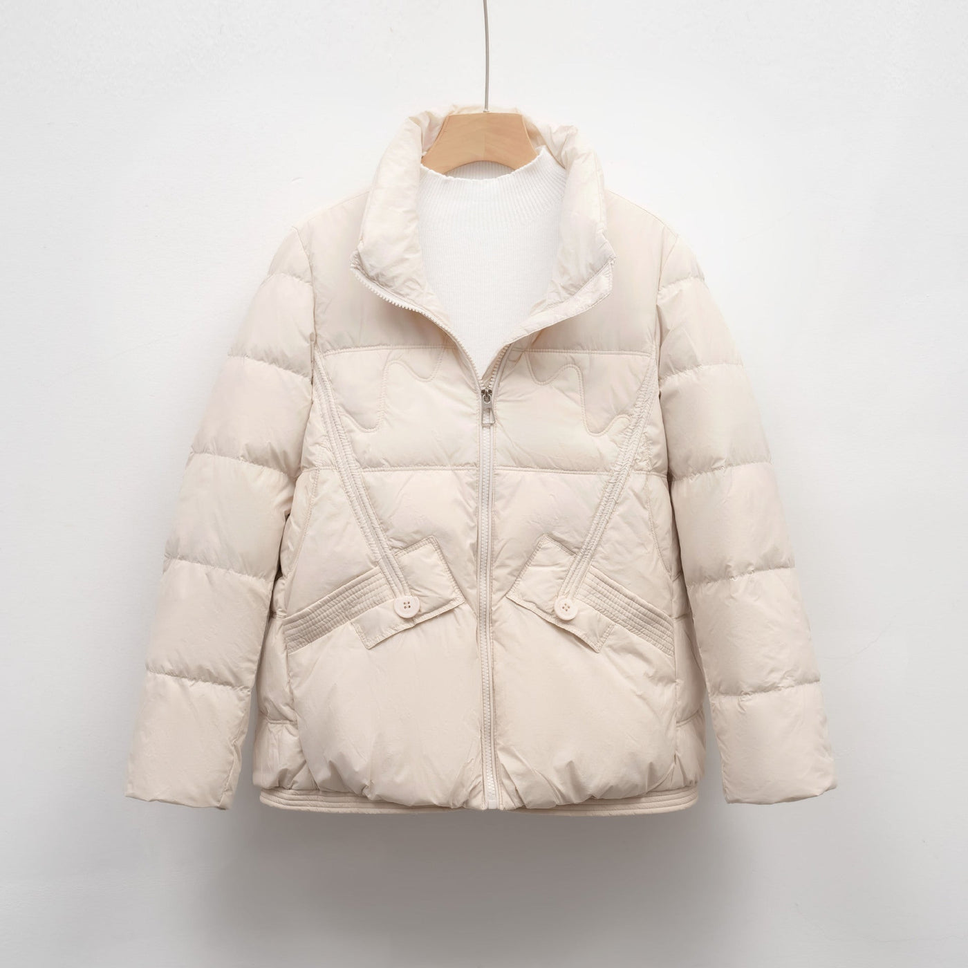 Damen gesteppte Winterjacke mit praktischen Taschen und hohem Kragen Heidi-Mode