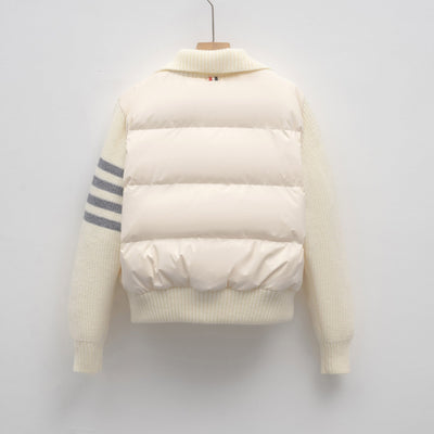 Damen modische Steppjacke mit Strickärmel und hohem Kragen Heidi-Mode